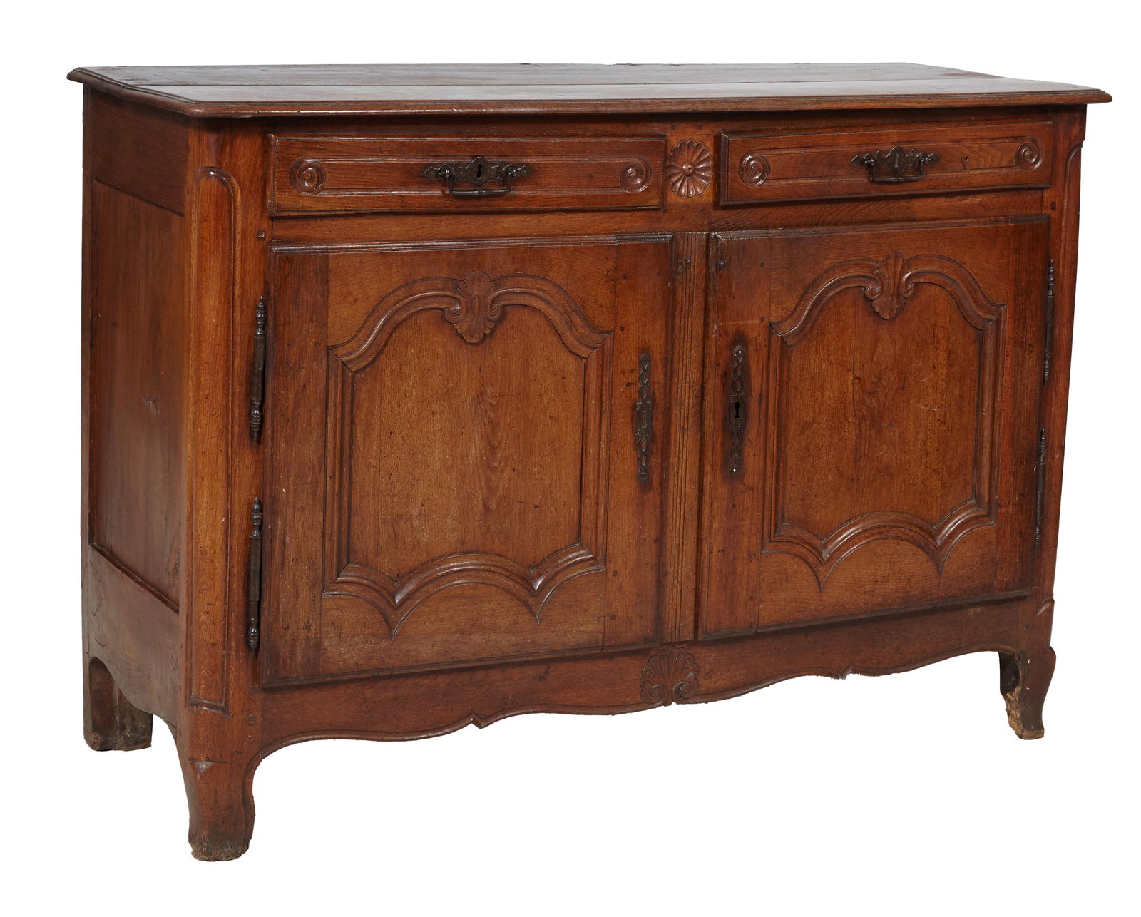 French Louis XV Style Oak Sideboard, 19th c., H.- 41 in., W.- 59 in., D.- 22 in. (1 of 1)