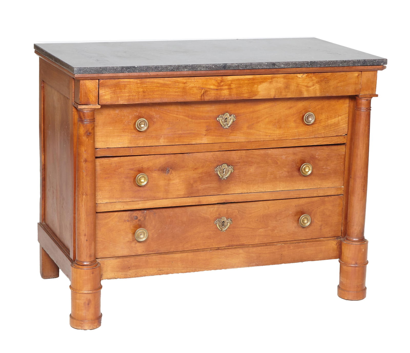 French Empire Carved Walnut Marble Top Commode, mid 19th c., H.- 36 in., W.- 44 3/4 in., D.- 23 in. (1 of 20)