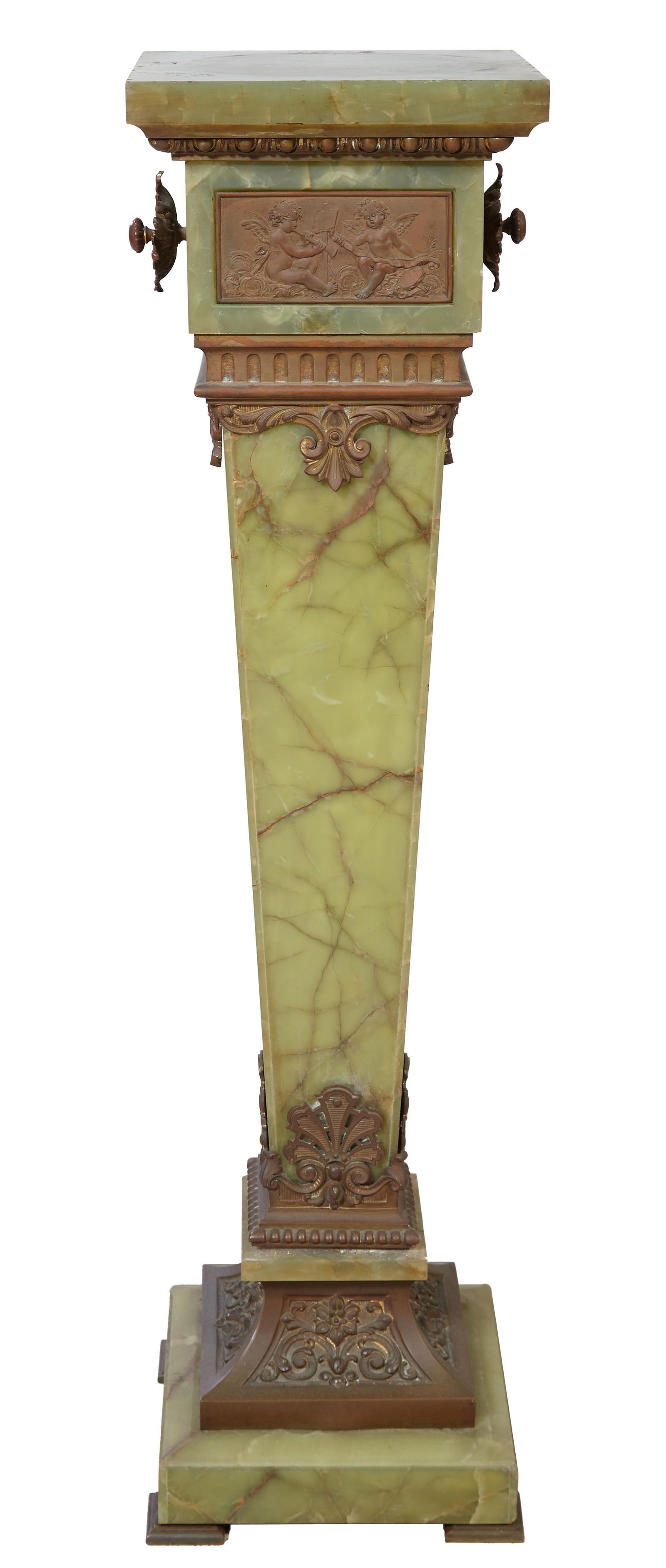 French Bronze Mounted Green Onyx Pedestal, c. 1900, H.- 46 1/2 in., W.- 14 in., D.- 12 in. (1 of 4)