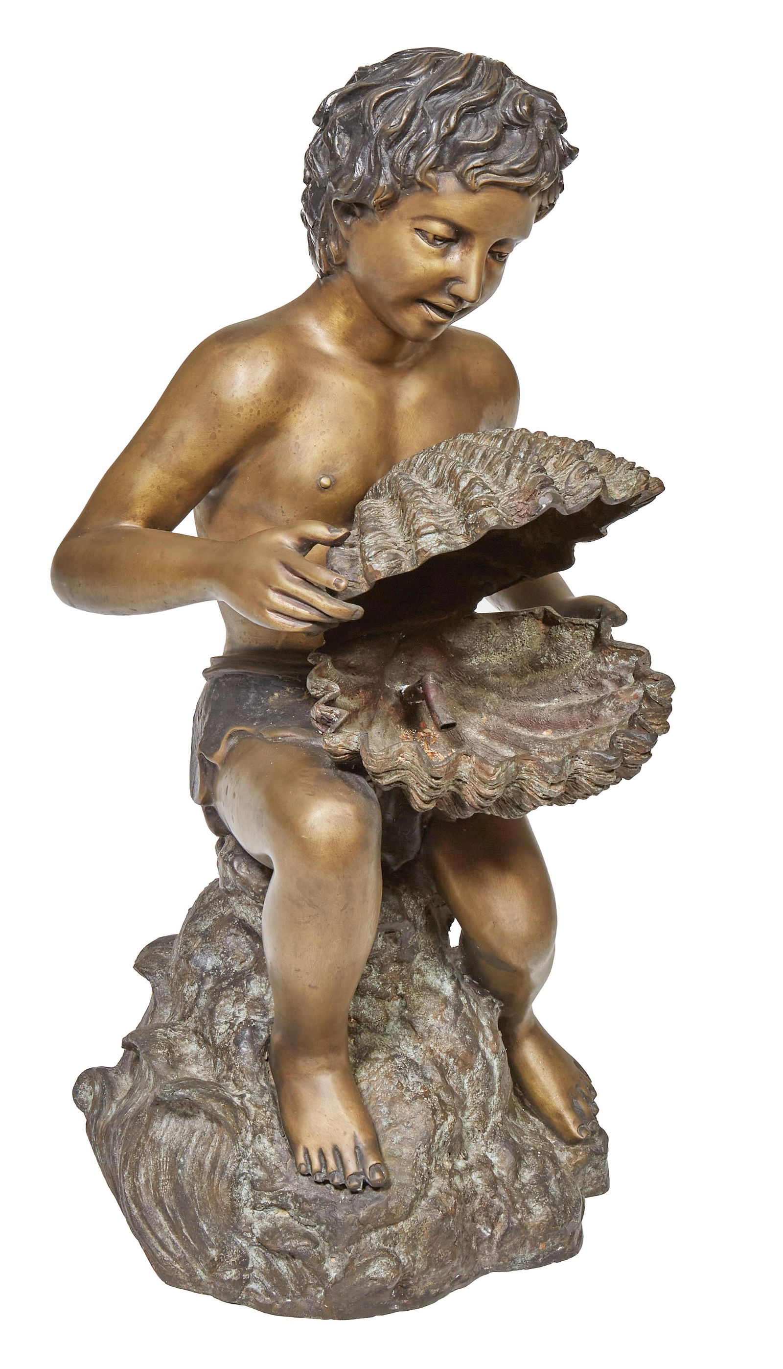 Patinated Bronze Fountain Figure, 20th c., H.- 31 in., W.- 14 in., D.- 14 1/2 in. (1 of 1)