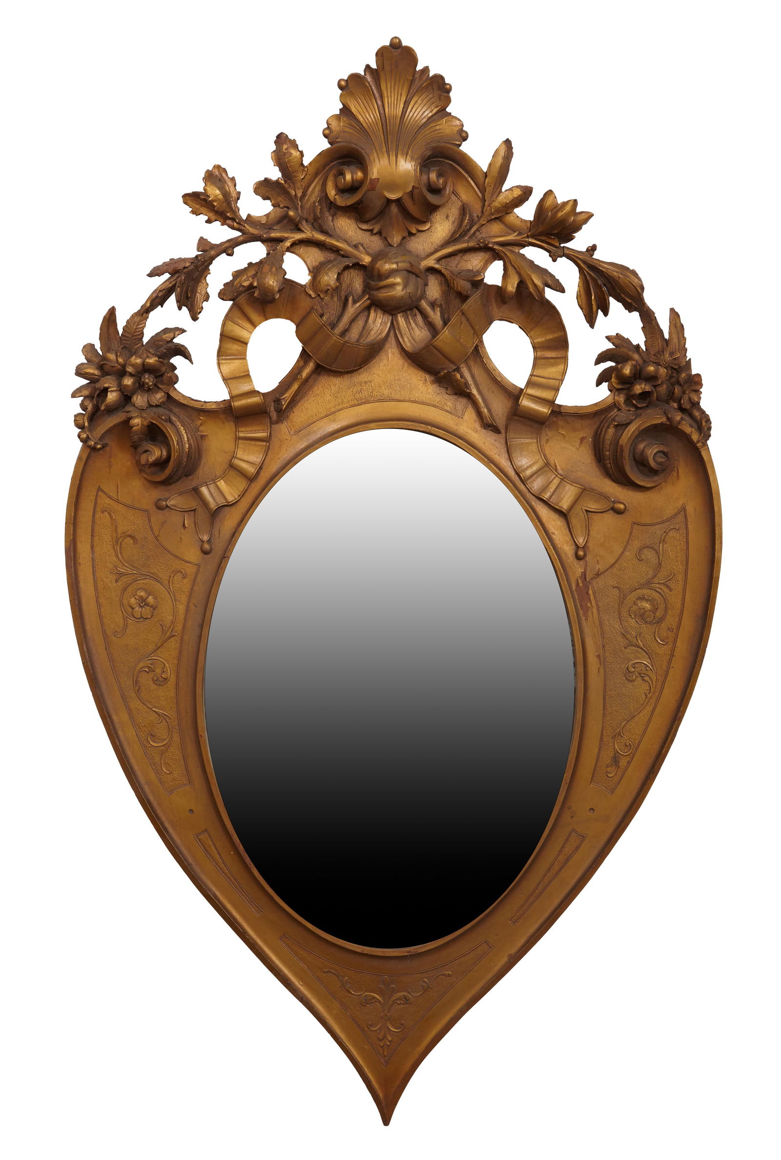 American Aesthetics Carved Giltwood Mirror, late 19th c., H.- 48 in., W.- 29 1/2 in. (1 of 1)