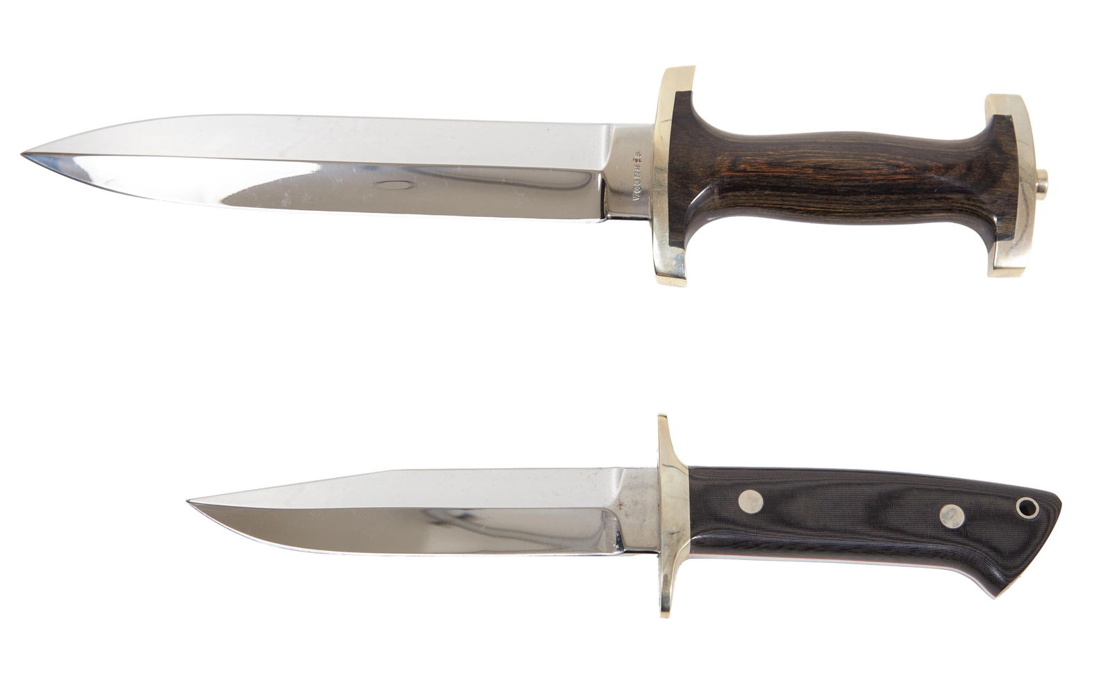 Pair of Steve Voorhis Knives, 21st c., Longer- L.- Blade- 9 in. (2 Pcs.) (1 of 8)