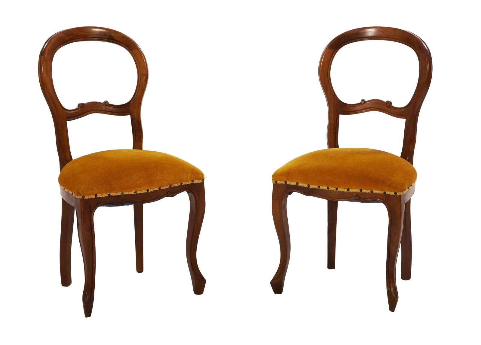 Pair of Napoleon III Walnut Side Chairs, late 19th c., H.- 37 in., W.- 19 in., D.- 19 in. (2 Pcs.) (1 of 1)