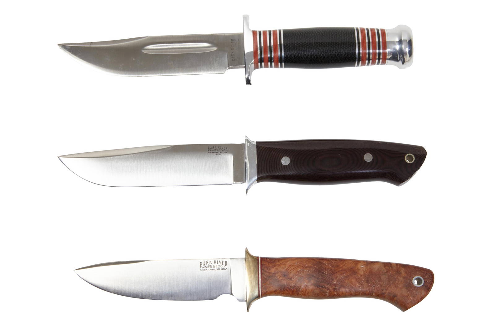 Three Bark River Knives, 21st. C., Longest L. Blade 4 1/2 In. (3 Pcs