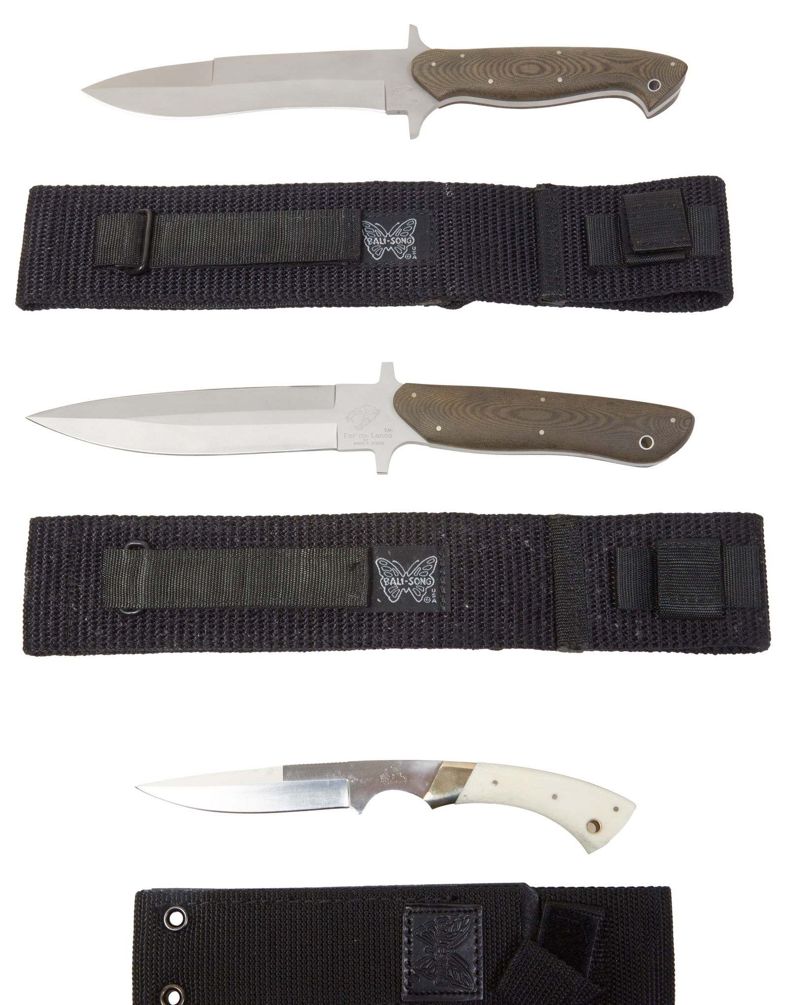 Group of Three Pacific Knives, 20th c., L.- Longest- Blade- 6 in. (3 Pcs.) (1 of 10)