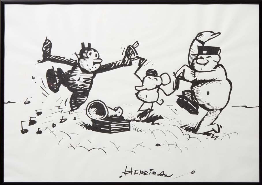 Attributed to George Herriman (New Orleans/Los Angeles, 1880-1944), Drawing of Krazy Kat Comic (1 of 8)