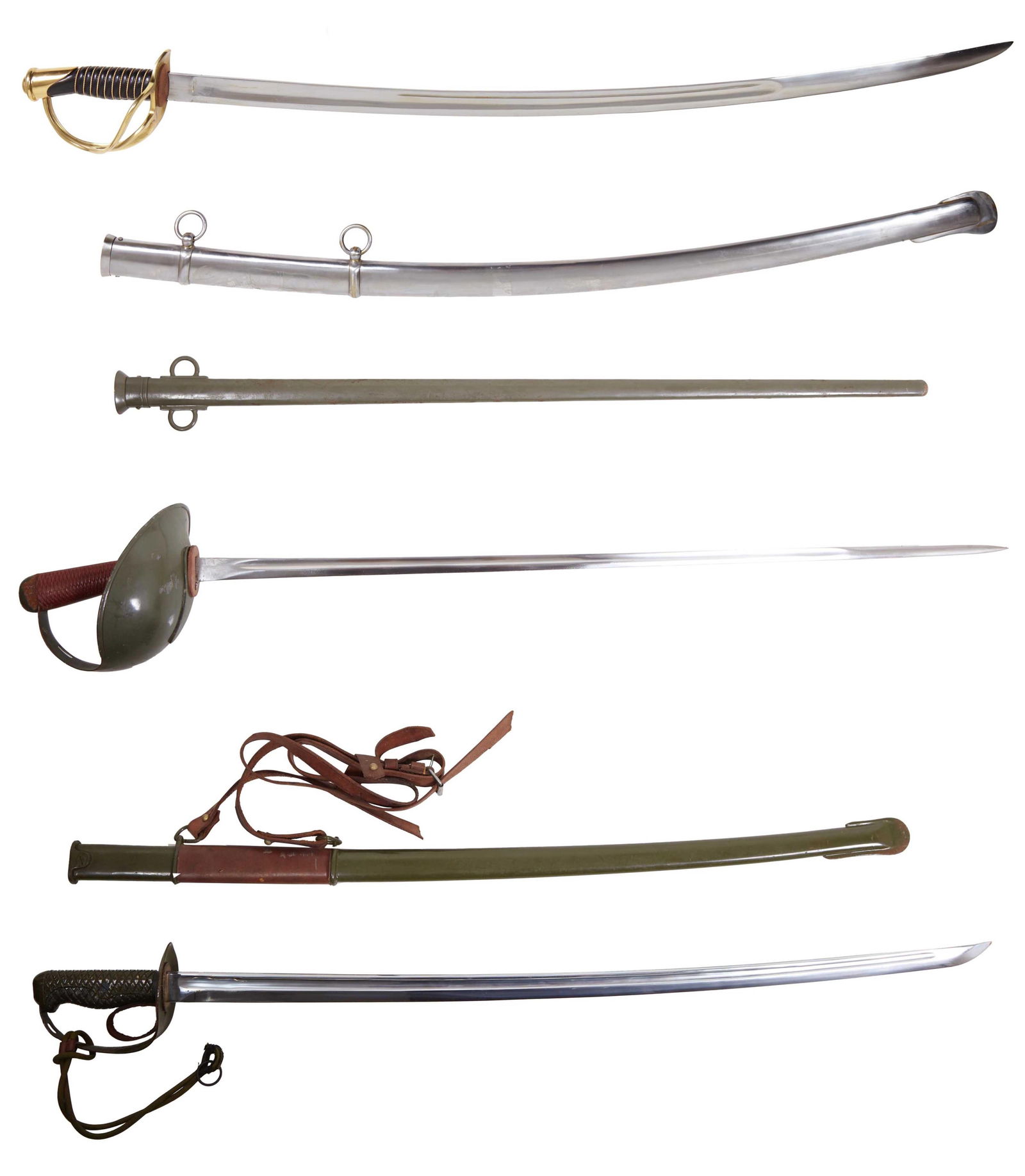 Three Reenactor Military Style Swords, 21st c., Longest- L.- Blade- 36 in. (3 Pcs.) (1 of 14)