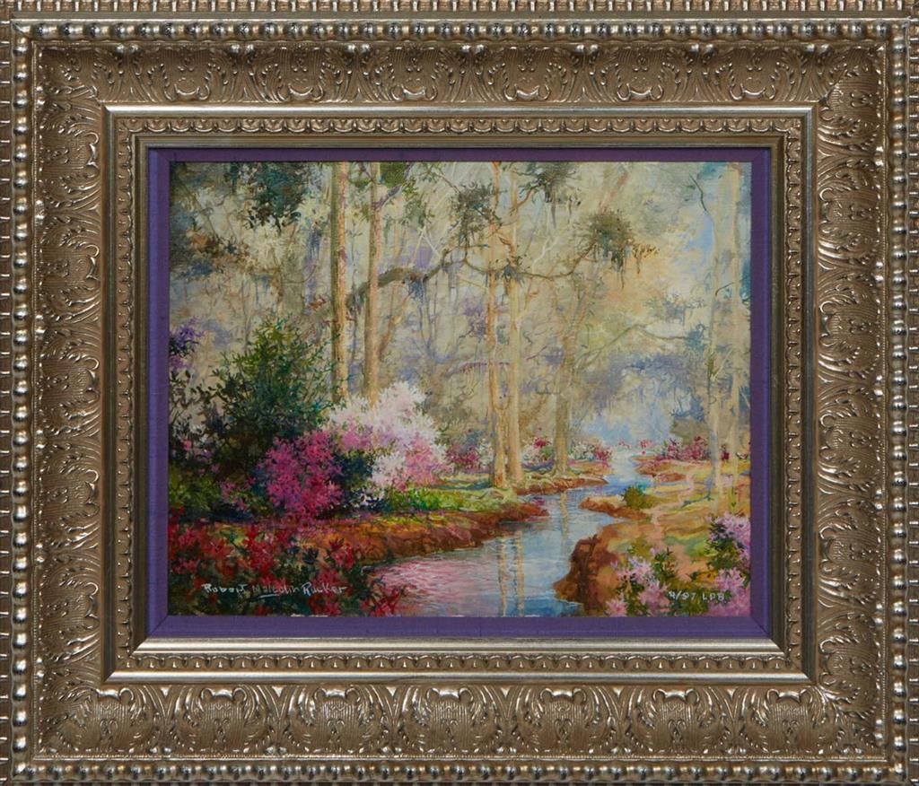 Robert Malcolm Rucker (Louisiana, 1932-2001), "Azaleas by the Stream," 20th c., H.- 10 1/2 in., W.- (1 of 4)