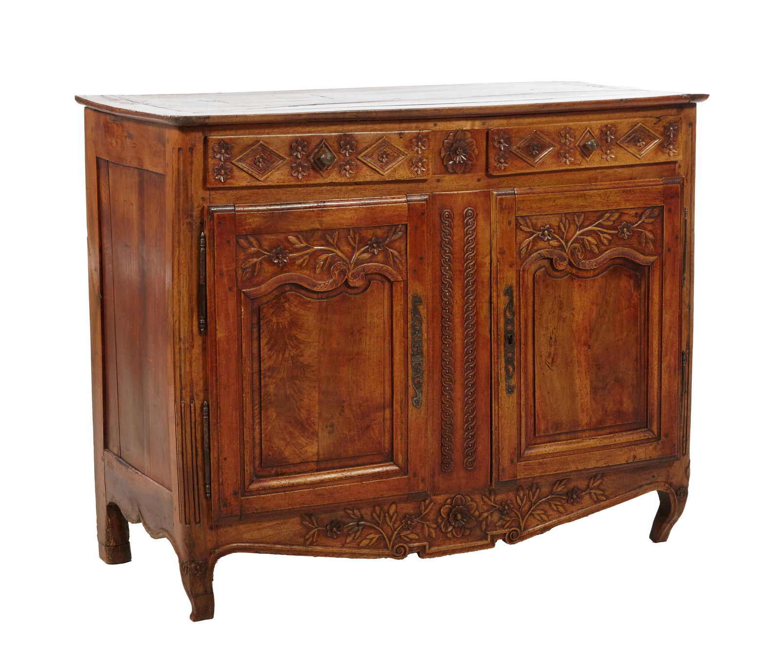 French Provincial Louis XV Style Carved Walnut Sideboard, 19th c., H.- 41 1/4 in., W.- 52 in., D.- (1 of 2)