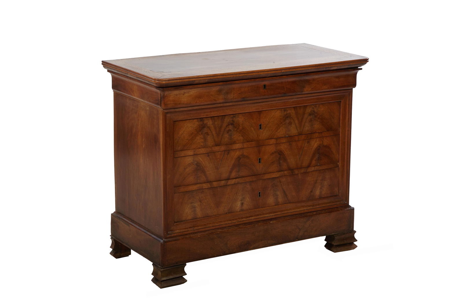 French Louis Philippe Figured Walnut Commode, mid 19th c., H.- 39 in., W.- 46 1/4 in., D.- 22 1/4 (1 of 1)