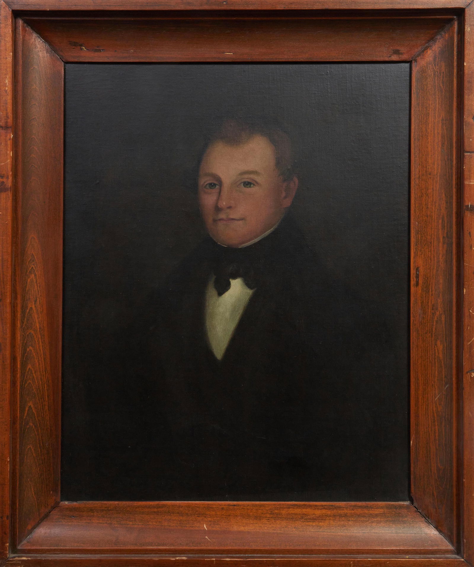 American School, "Portrait of a Gentleman," Mid-19th c., H.- 30 in., W.- 24 in., Framed H.- 37 1/4 (1 of 3)