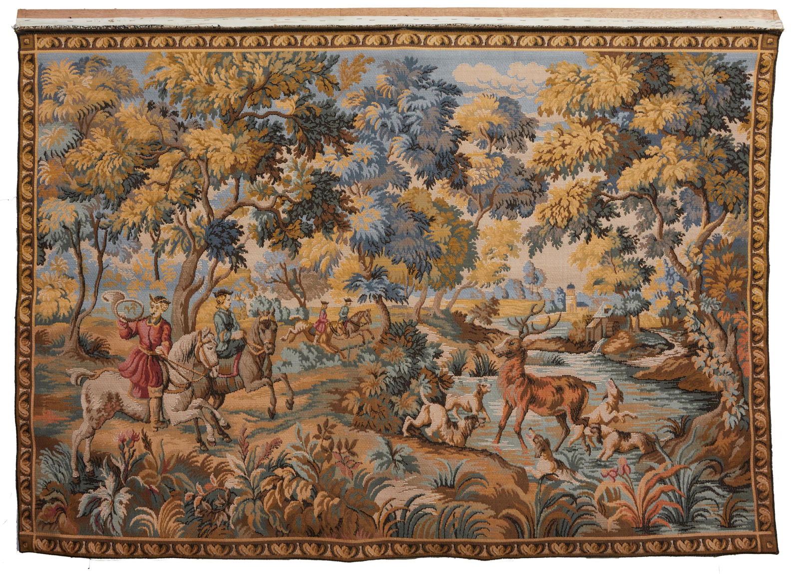 French Classical Verdure Style Tapestry, 20th c., H.- 41 3/8 in., W.- 61 in. (1 of 2)