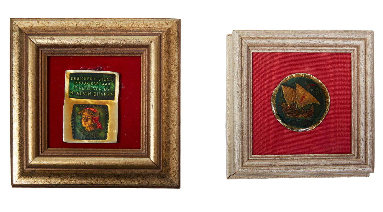 H. Alvin Sharpe (American/New Orleans, 1910-1982), two silver and enameled plaques, 20th c., Voodoo- (1 of 7)