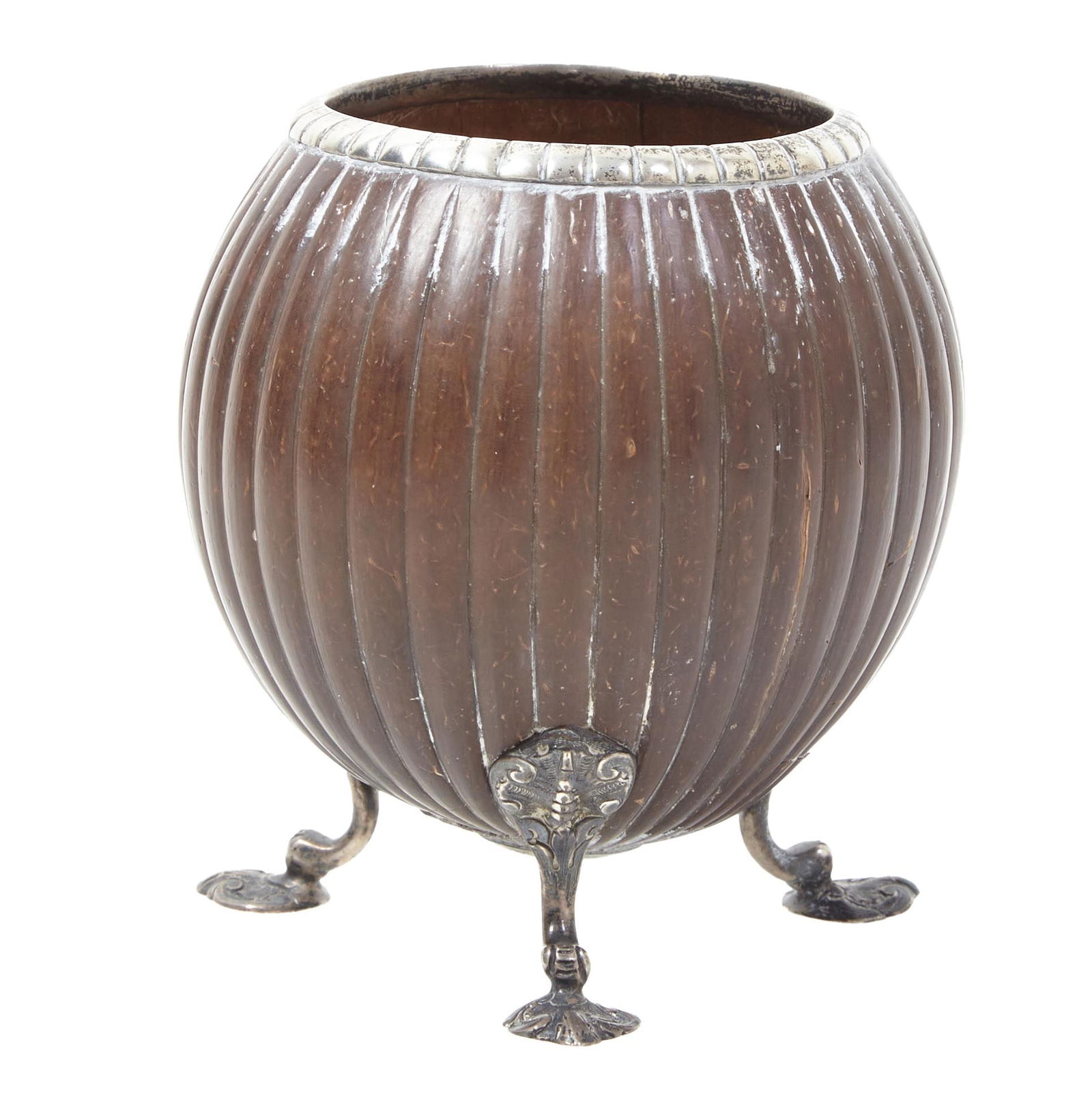 Tiffany & Company Sterling Mounted Coconut, 1895, H.- 4 3/4 in., Dia.- 4 1/4 in. (1 of 11)