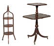 English Regency Mahogany Teapoy and Mahogany Dessert Stand, 19th c., Teapoy- H.- 39 1/2 in., W.- 26