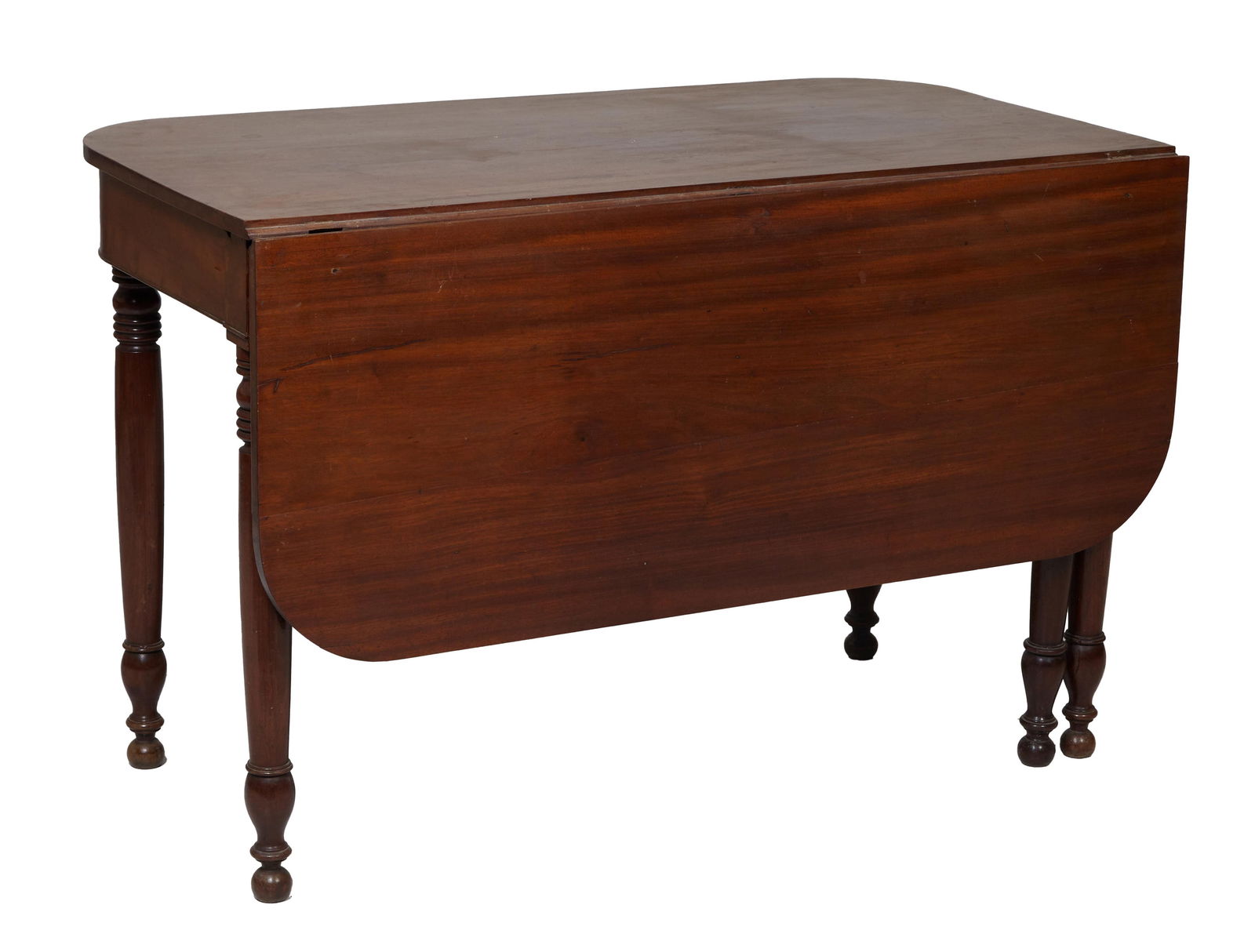 American Federal Walnut Drop Leaf Table, early 19th c., H.- 28 3/4 in., W.- 44 in., D.- 24 in. (1 of 2)