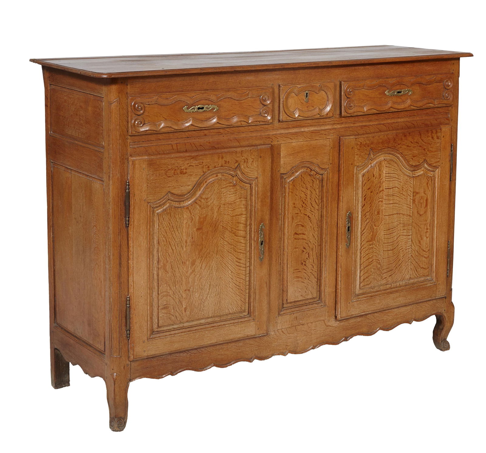 French Louis XV Style Oak Sideboard, 19th c., H.- 51 in., W.- 69 1/2 in., D.- 23 in. (1 of 1)