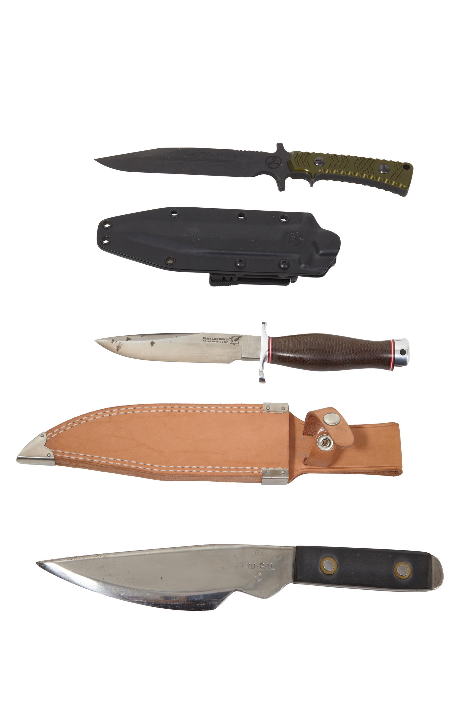 Three Combat Knives, 20th c., Longest- L.- Blade- 6 in. (3 Pcs.) (1 of 20)