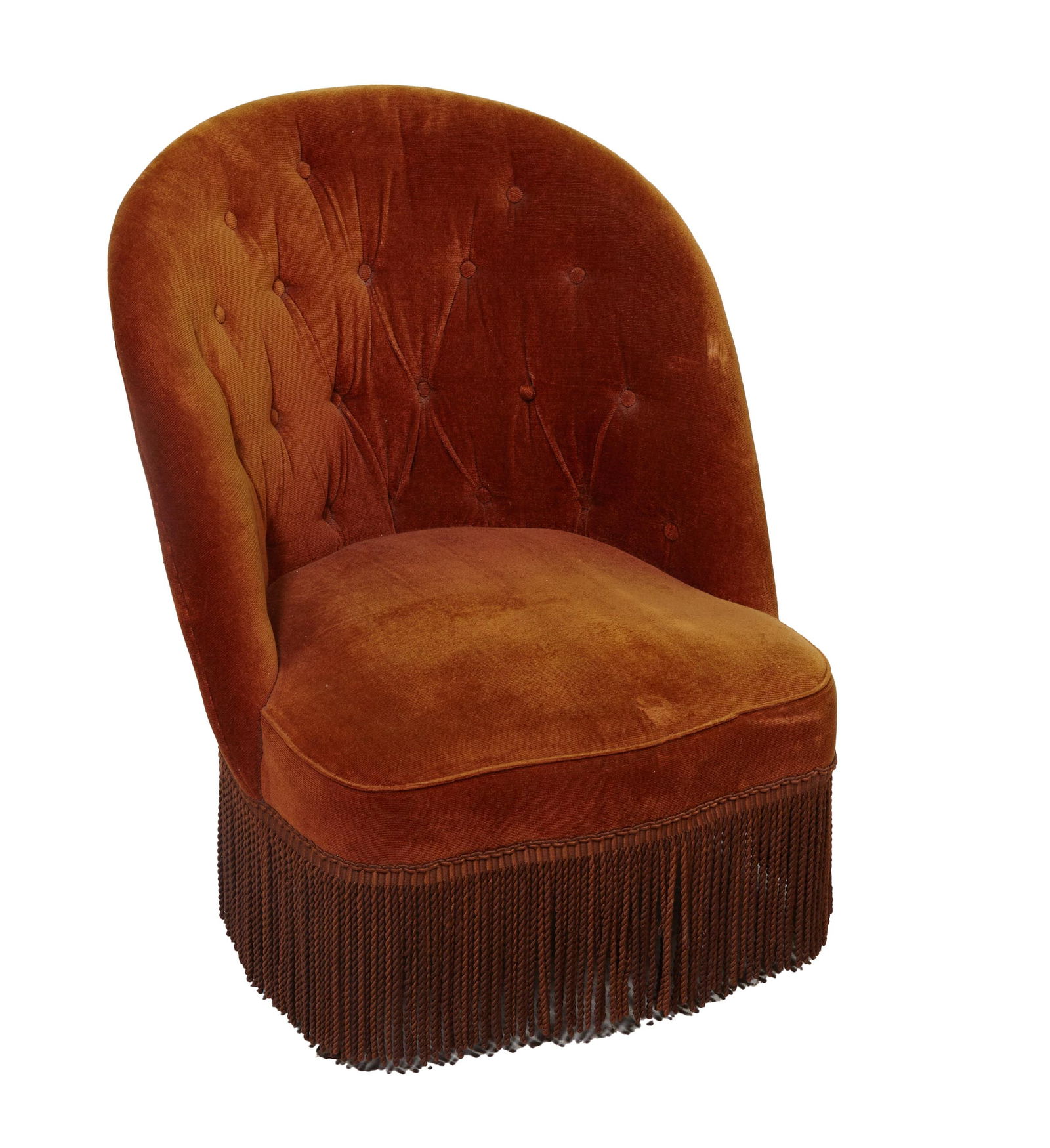 Edwardian Style Velvet Beech Slipper Chair, 20th c., H.- 28 1/2 in., W.- 25 in., D.- 27 in. (1 of 1)