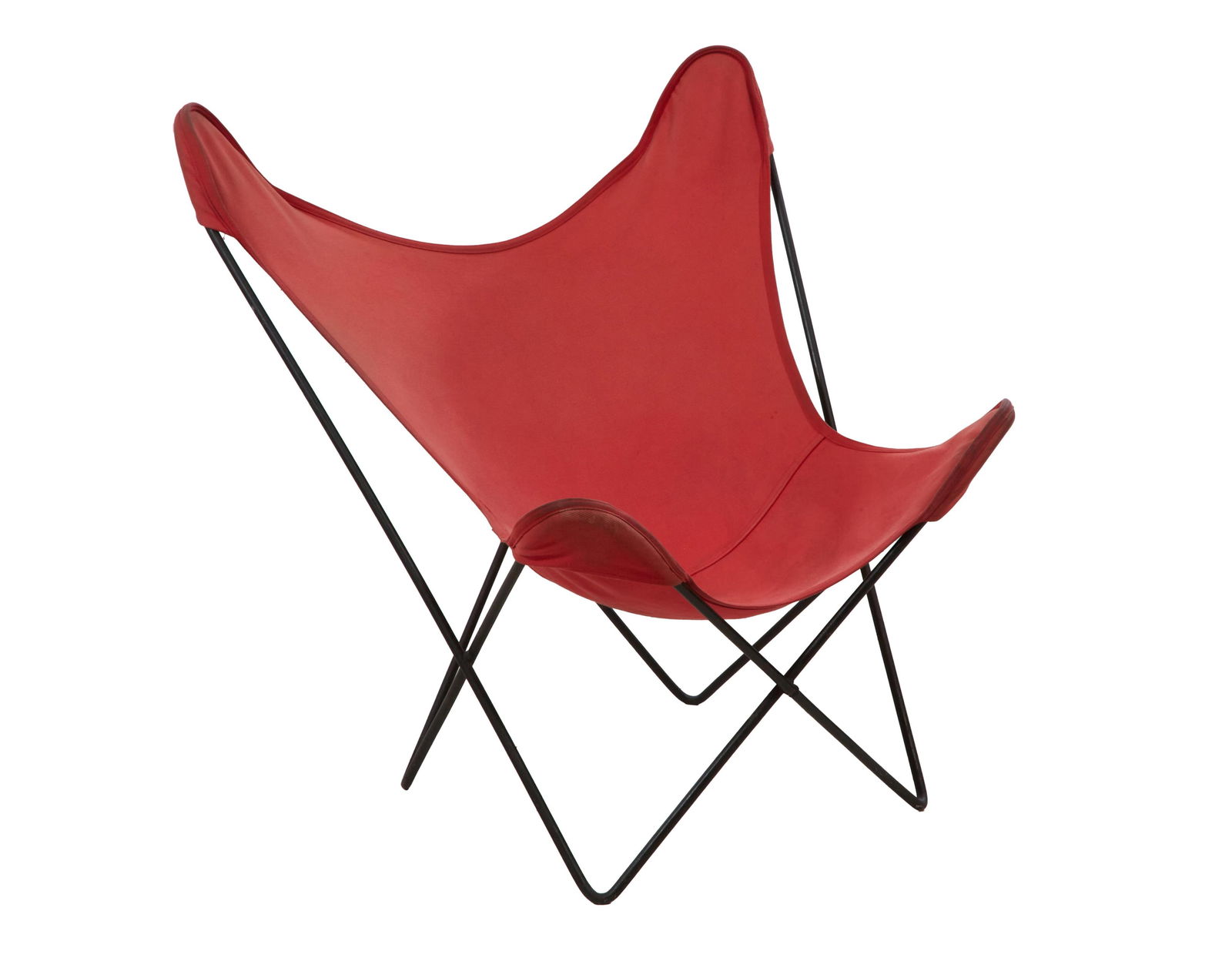 Mid Century Modern Hardoy Style Wrought Iron Butterfly Chair, mid 20th c., H.- 35 in., W.- 32 in., (1 of 1)