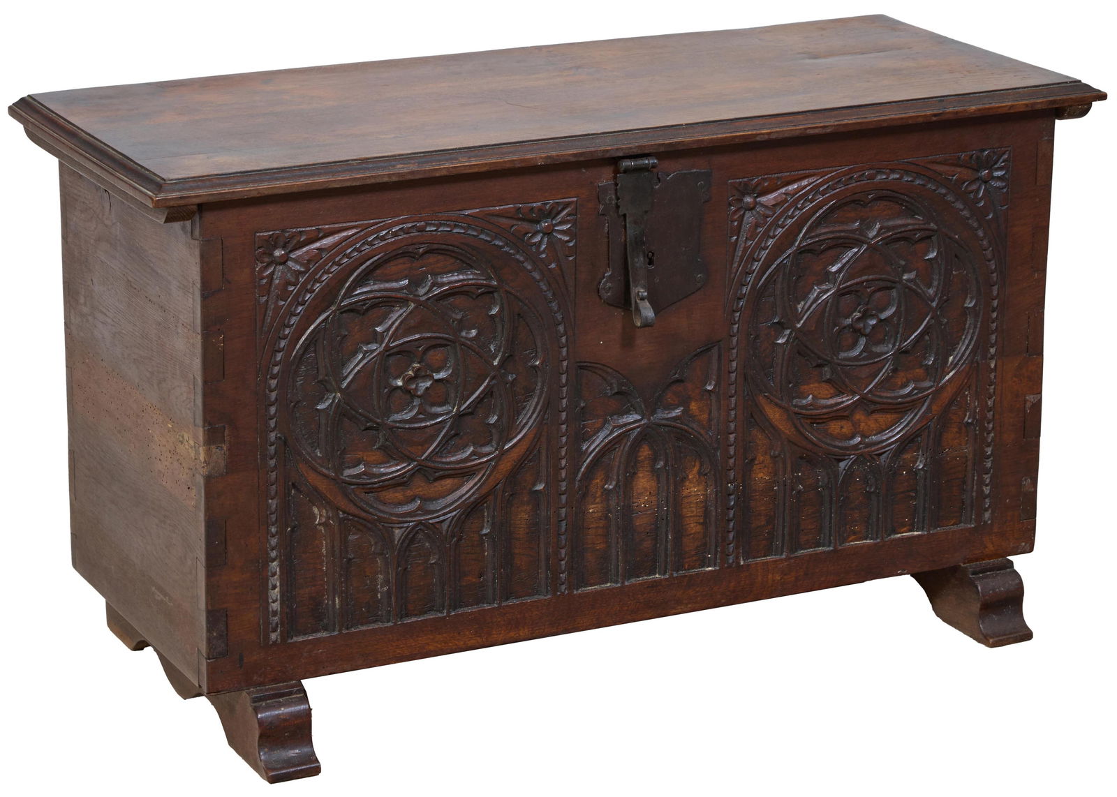French Renaissance Style Oak Coffer, 19th c., H.- 24 1/4 in., W.- 43 1/4 in., D.- 17 1/4 in. (1 of 5)