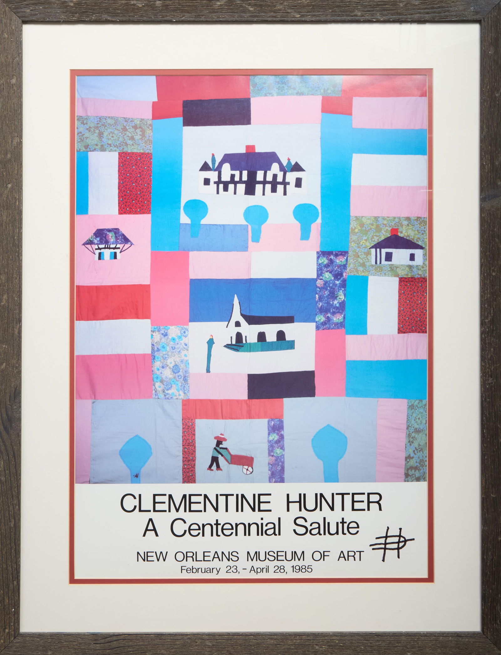 Clementine Hunter (American/Louisiana, 1887-1988), "Centennial Salute, New Orleans Museum of Art, (1 of 4)