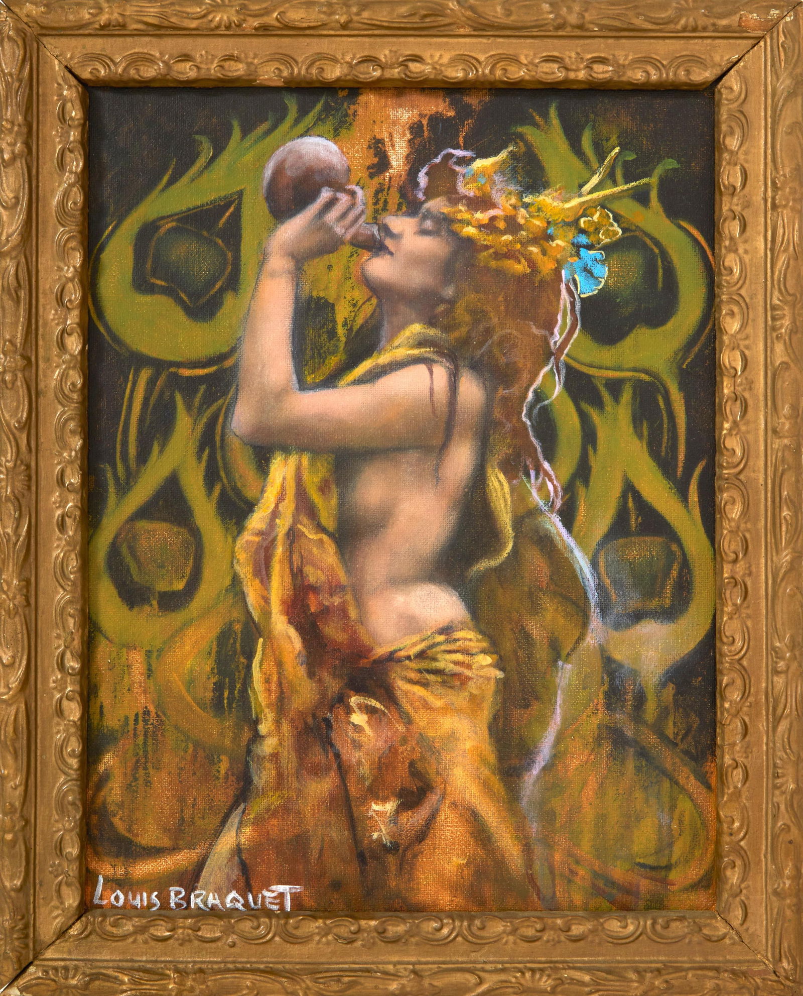Louis Braquet (American/New Orleans, b. 1988), "Bacchante," 21st c., H.- 14 in., W.- 11 in., Framed- (1 of 4)