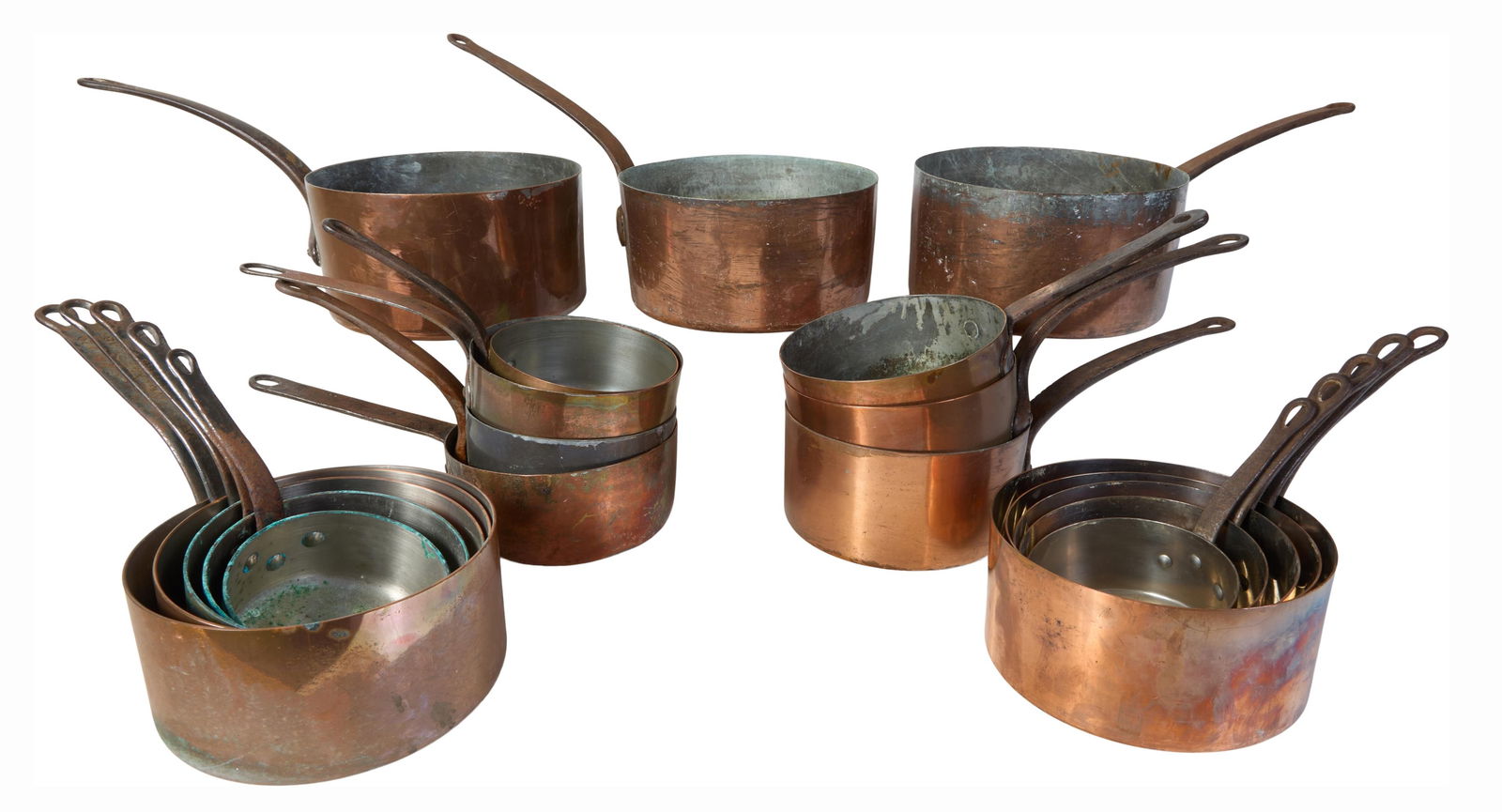Group of Twenty Pieces of French Copper Cookware, early 20th c., Largest- H.- 5 in., W.- 19 3/4 in., (1 of 5)