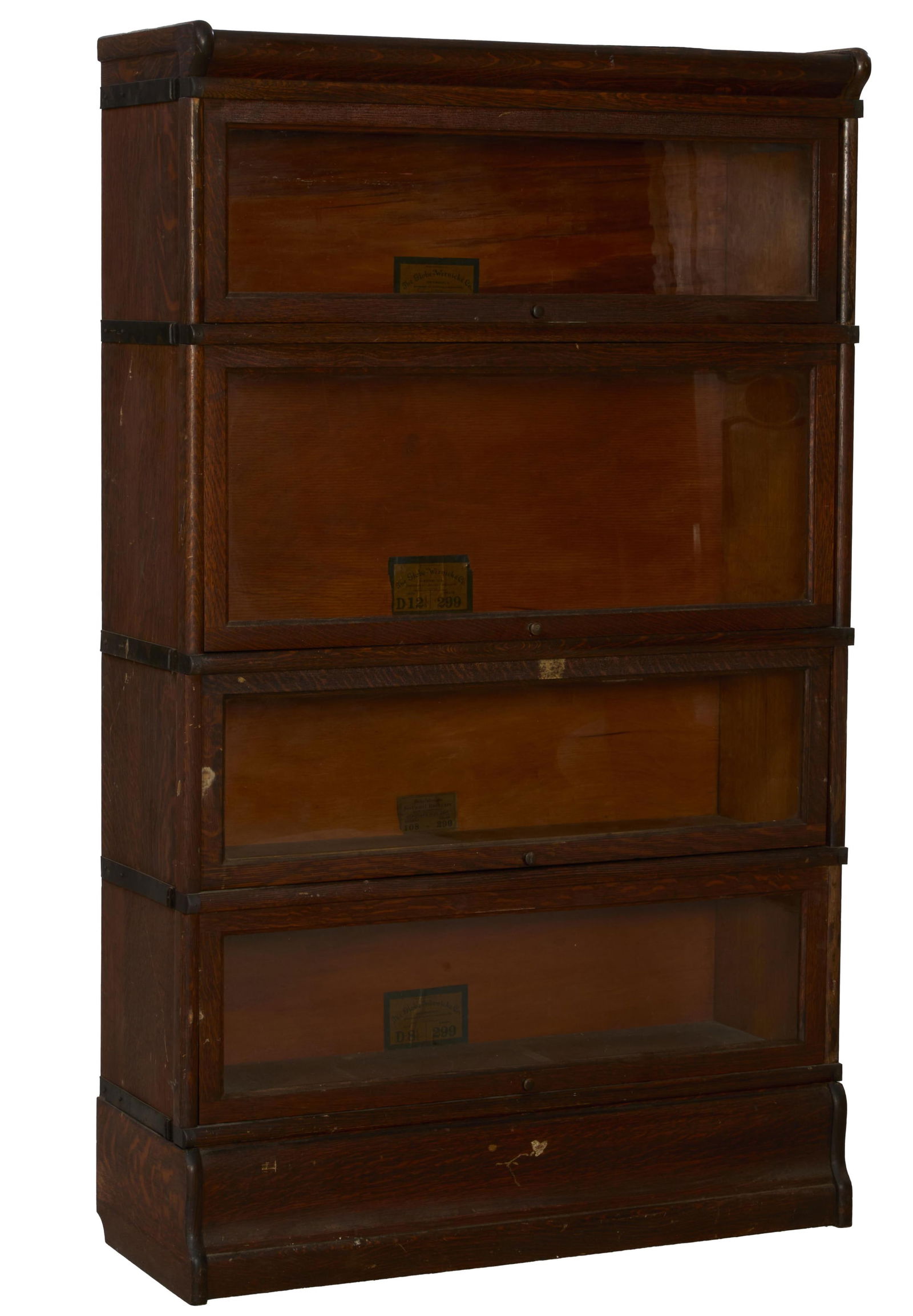 Globe Wernicke Oak Barrister Bookcase, 20th c., H.- 56 1/2 in., W.- 34 in., D.- 12 in. (1 of 2)