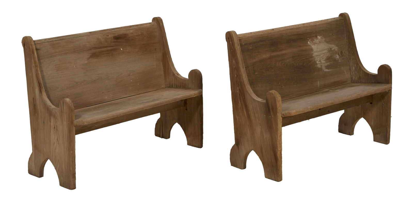 Pair of Louisiana River Road Cypress Church Pews, 19th c., H.- 33 in., W.- 42 in., D.- 28 in. (2 (1 of 1)