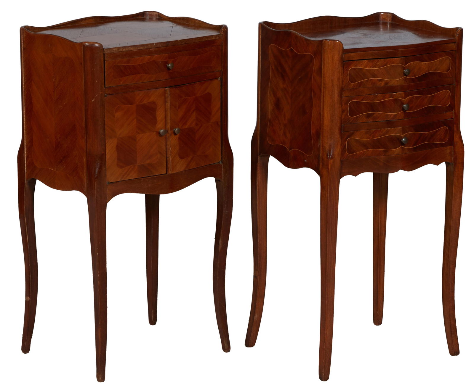 Two Louis XV Style Cherry Nightstands, 20th c., H.- 38 1/2 in., W.- 14 3/4 in., D.- 11 1/4 (1 of 1)