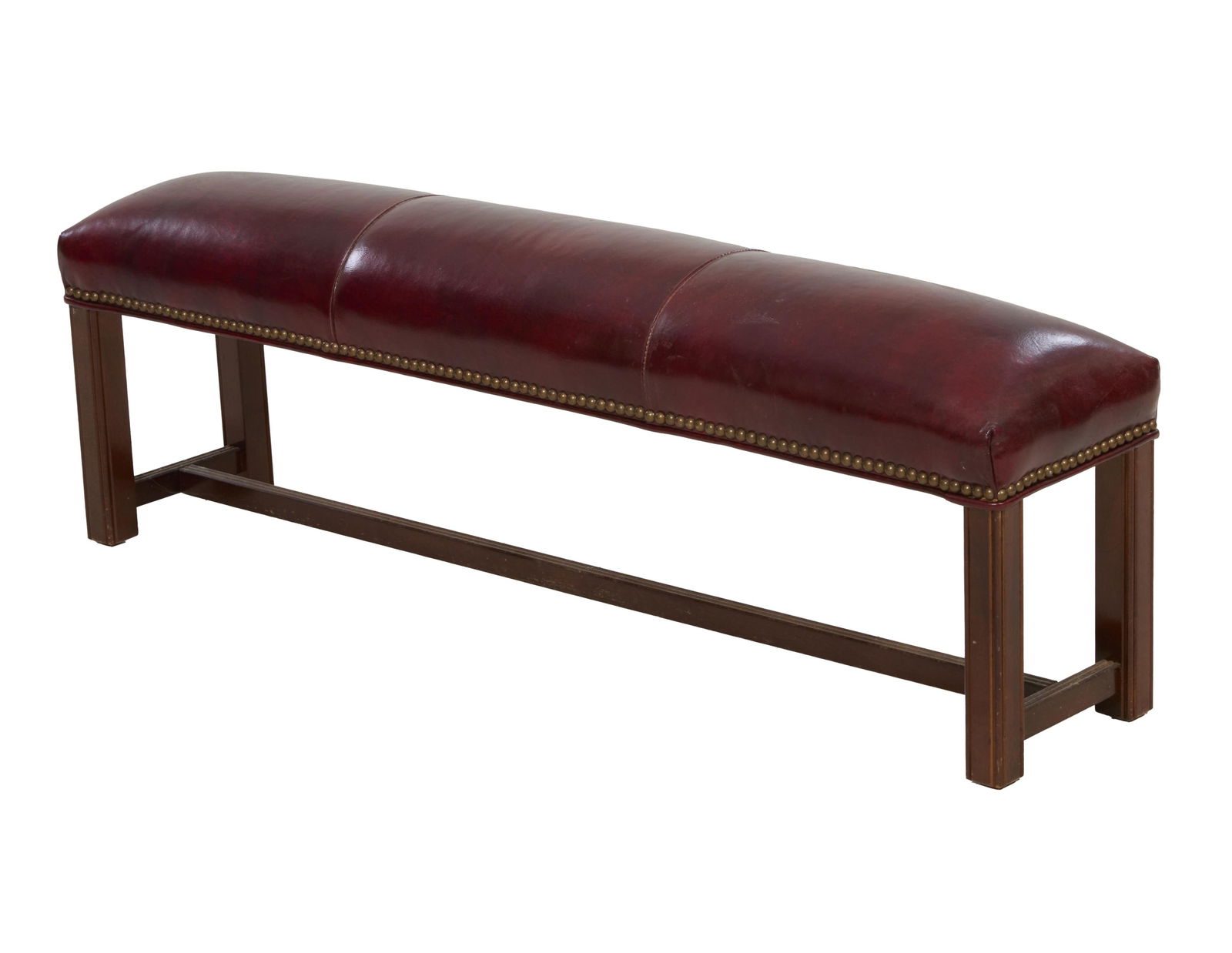 Georgian Style Leather Window Bench, 20th c., H.- 15 1/2 in., W.- 33 1/4 in., D.- 12 1/2 in. (1 of 1)