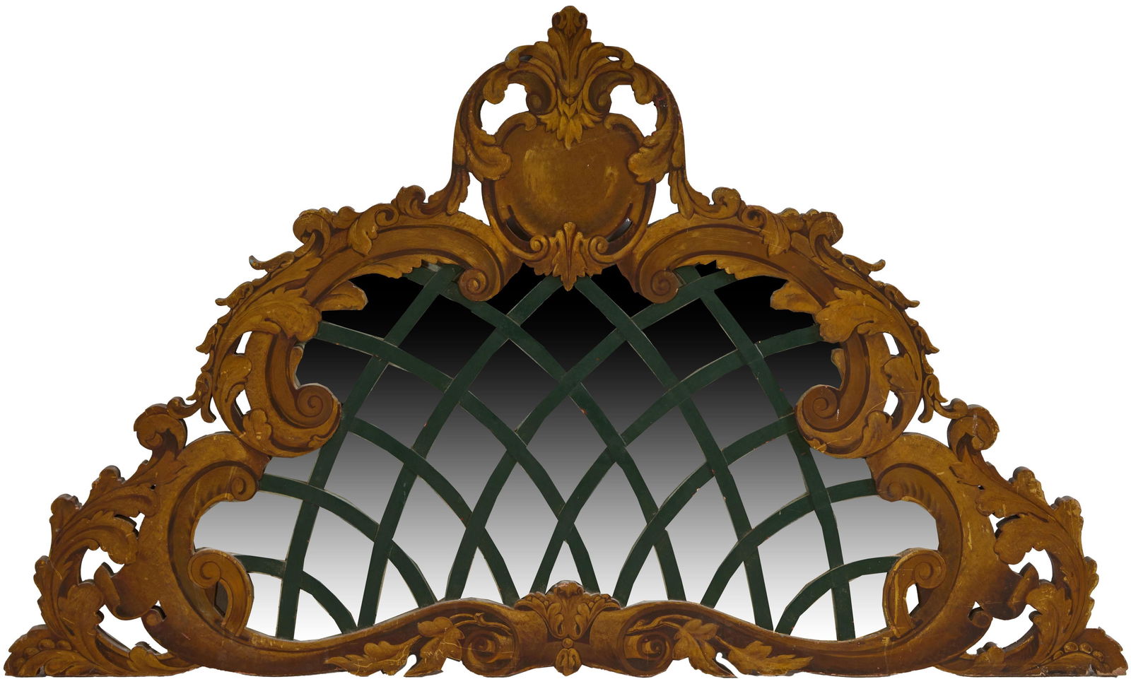 French Trompe L'oeil Rococo Overmantel Mirror, 20th c., H.- 41 in., W.- 69 in. (1 of 9)
