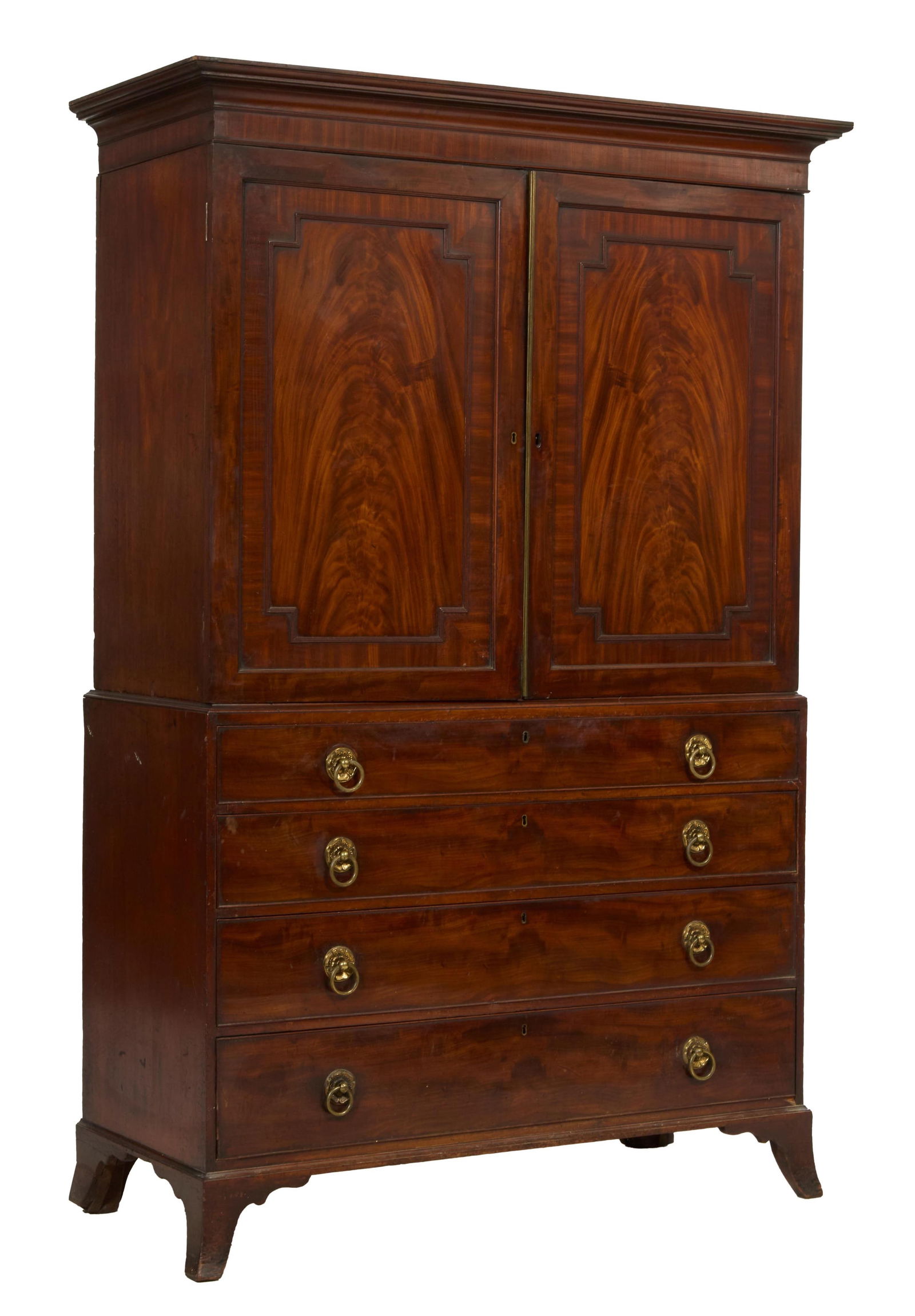 Fine Georgian Mahogany Linen Press, early 19th c., H.- 84 in., W.- 55 1/2 in., D.- 23 1/2 in. (1 of 2)
