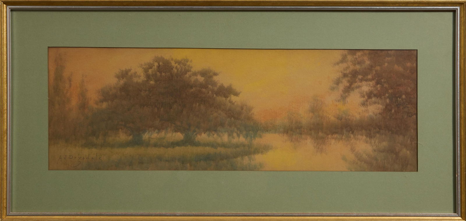 Alexander John Drysdale (American/Louisiana, 1870-1934), "Sunset on a Louisiana Bayou with Live (1 of 4)