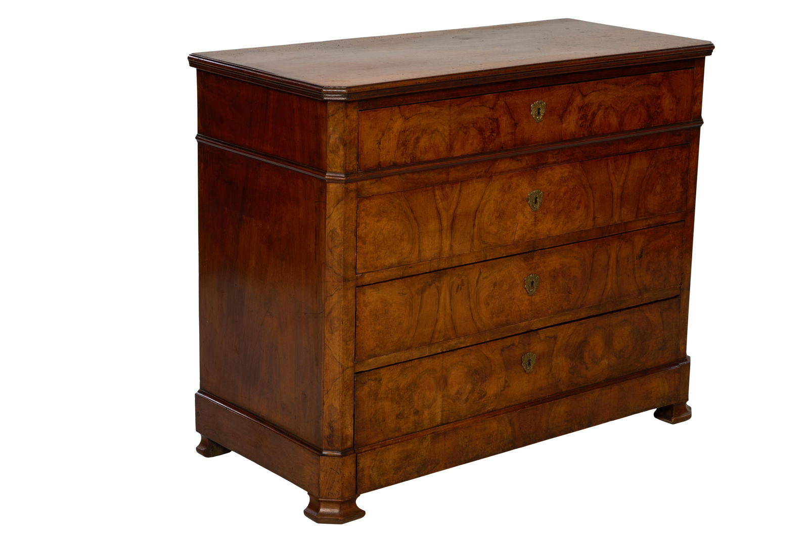French Louis Philippe Style Walnut Commode, 19th c., H.- 38 in., W.- 46 in., D.- 21 in. (1 of 1)