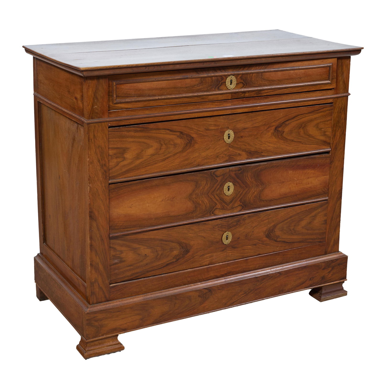 French Louis Philippe Style Walnut Commode, mid 19th c., H.- 38 in., W.- 43 in., D.- 21 in. (1 of 9)