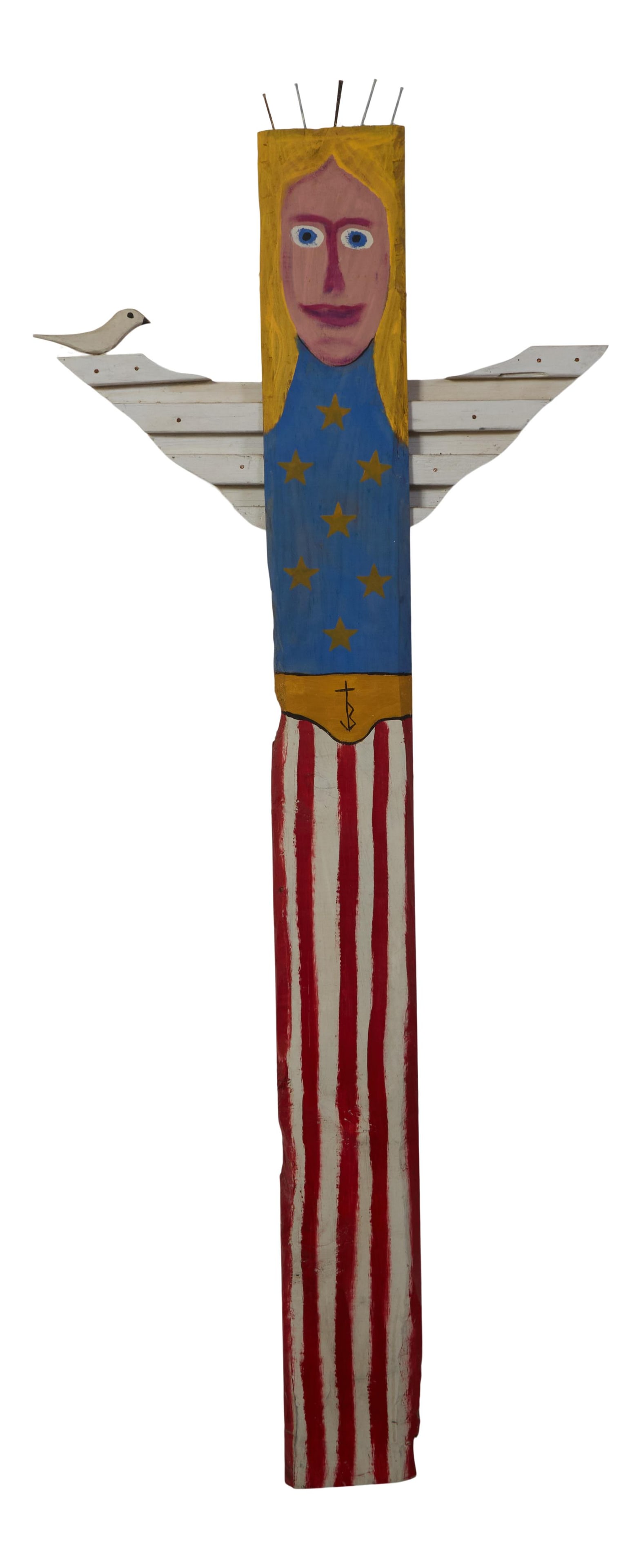 Roy Minshew (American/Georgia, b. 1950), "Winged Liberty/American Guardian Totem," 1997, H.- 72 in., (1 of 3)