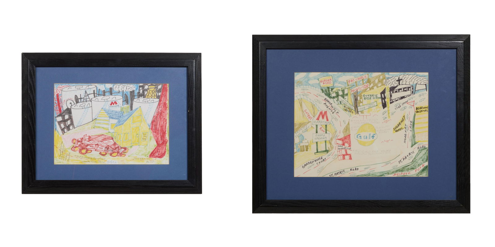 Mark Anthony Mulligan (American/Kentucky, b. 1967), Two Works on Paper, Each Sight- H.- 8 /34 in., (1 of 9)