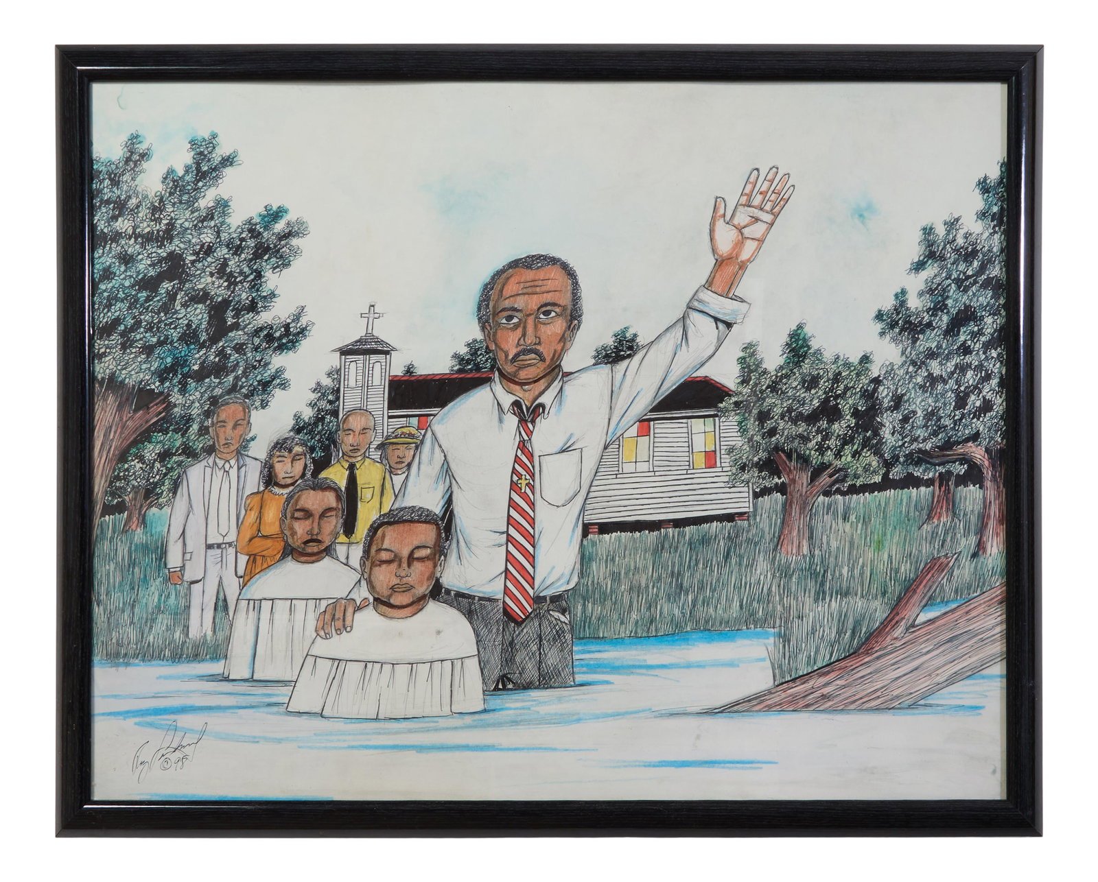 Roy Ferdinand (American/Louisiana, 1959-2004), "Baptism," 1998, Sight- H.- 22 in., W.- 28 in., (1 of 4)