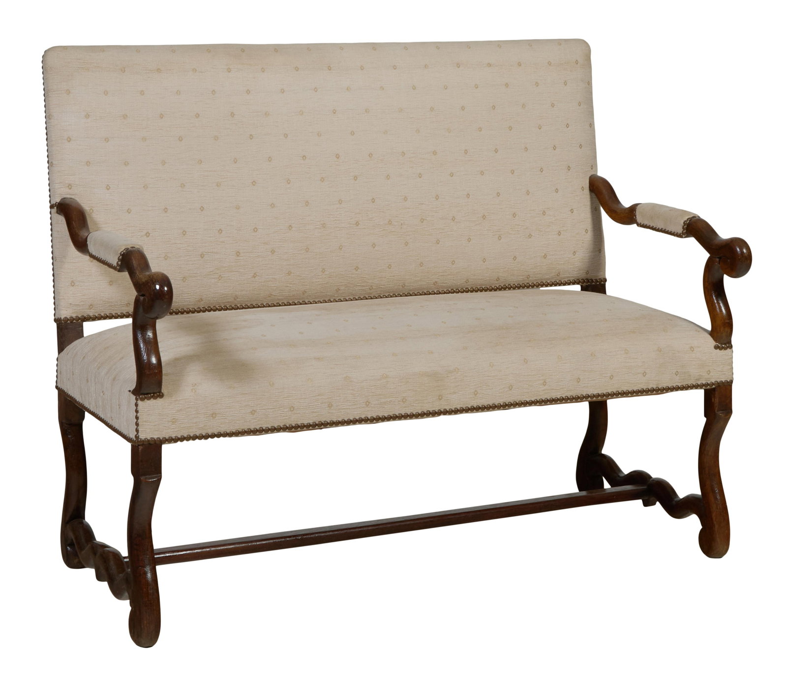 French Louis XIII Style Os de Mouton Settee, 20th c., H.- 39 in., W.- 47 in., D.- 26 in. (1 of 1)