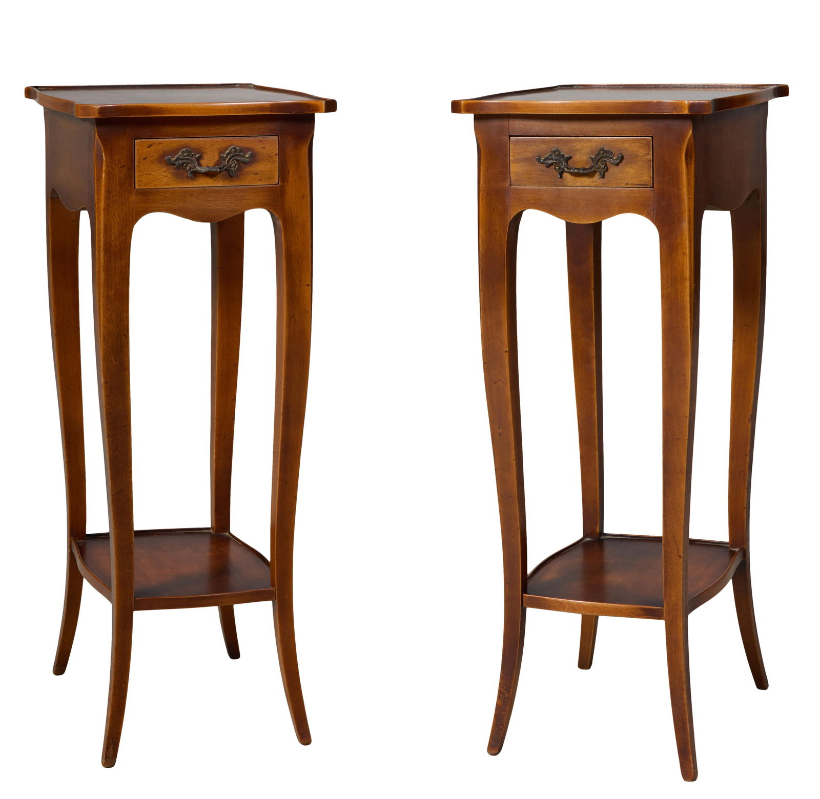 Pair of Petite French Louis XV Style Cherry Nightstands, 20th c., Each- H.- 27 1/2 in., W.- 10 (1 of 5)