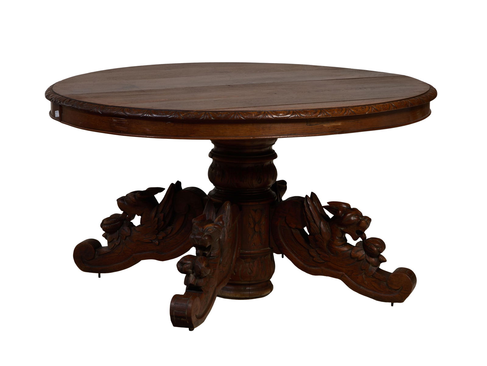 French Henri II Style Carved Oak Breakfast Table, late 19th c., H.- 26 1/2 in., W.- 50 1/2 in., D.- (1 of 10)