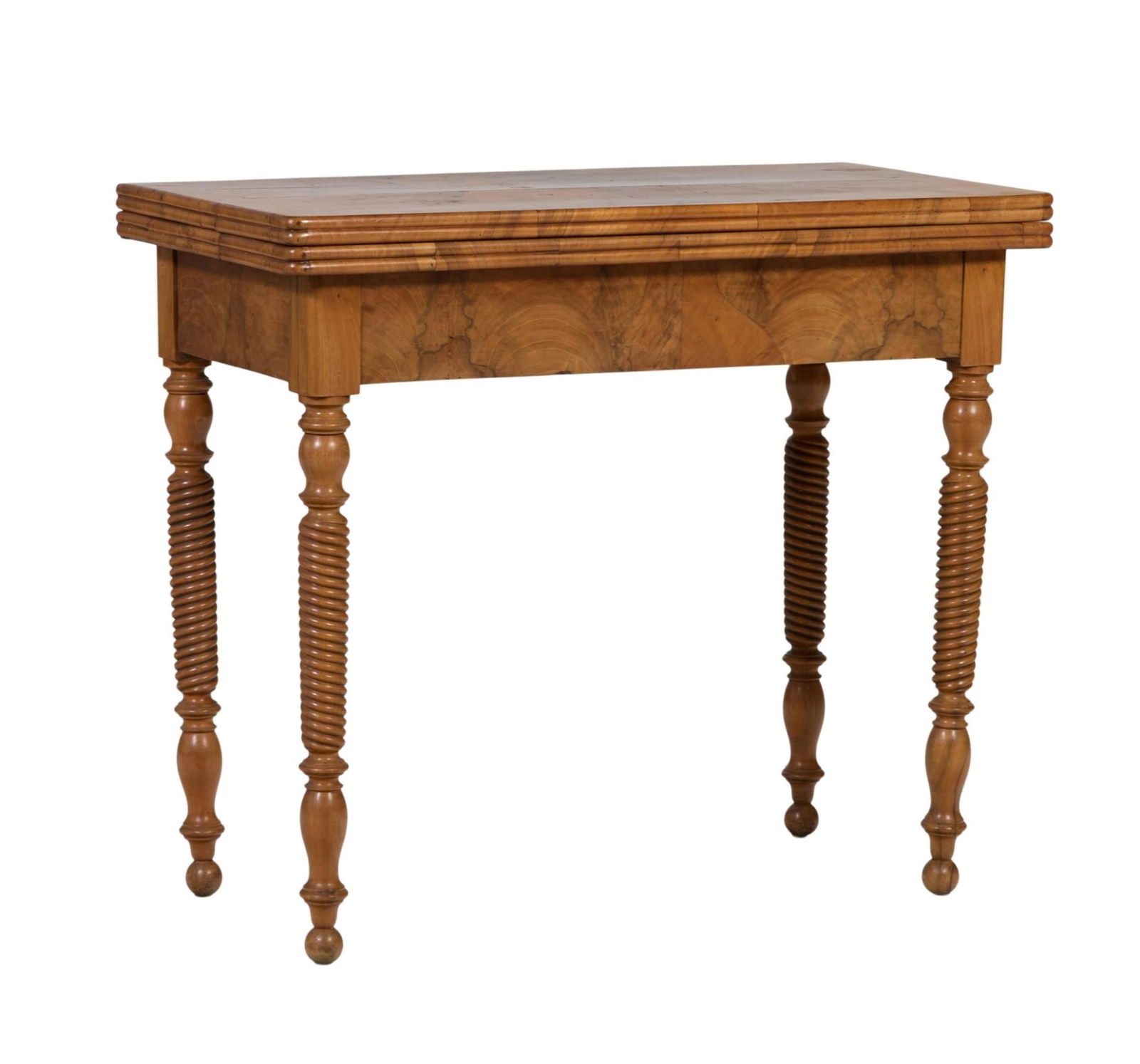 French Louis Philippe Walnut Games Table, mid 19th c., Closed- H.- 30 1/2 in., W.- 35 in., D.- 17 (1 of 2)