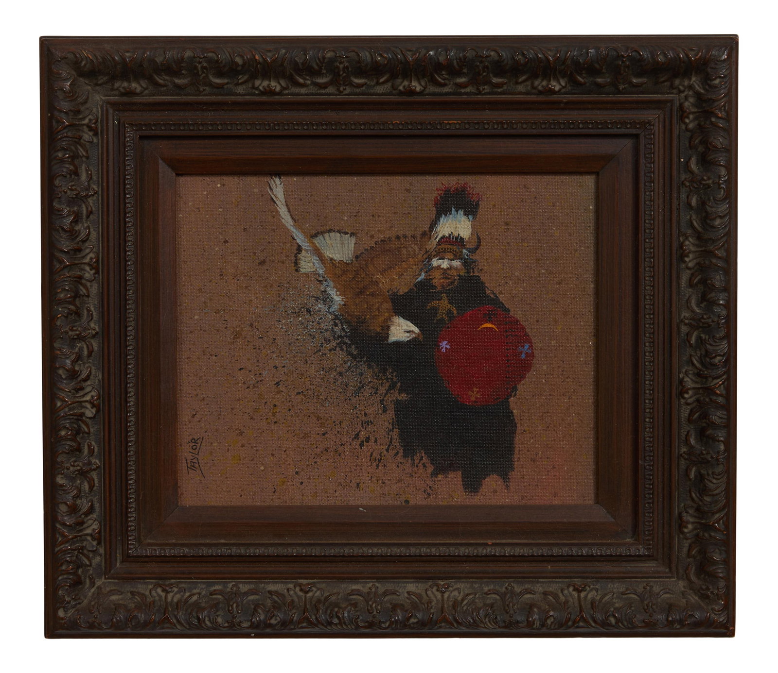 Robert Lee Taylor (American/Native American/Oklahoma, b. 1951), "Indian Chief with Eagle," Sight- (1 of 4)