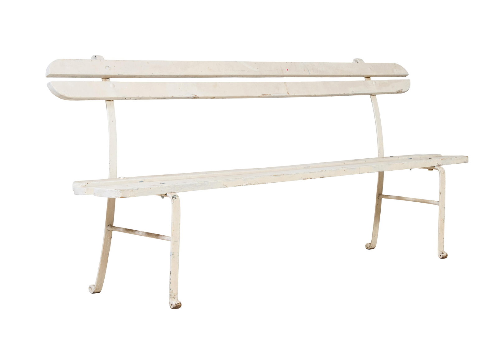 French Provincial Polychromed Wood and Iron Park Bench, 19th c., H.- 34 in., W.- 79 1/2 in., W. -24 (1 of 1)