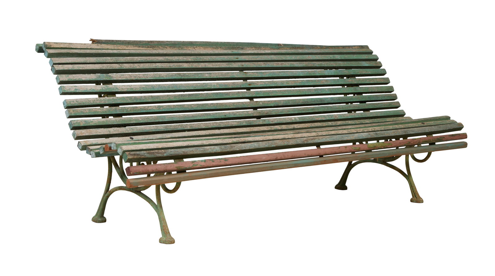 French Parisian Beech and Cast Iron Park Bench, 19th c., H.- 31 in., W.- 78 1/2 in., D.- 31 in. (1 of 1)