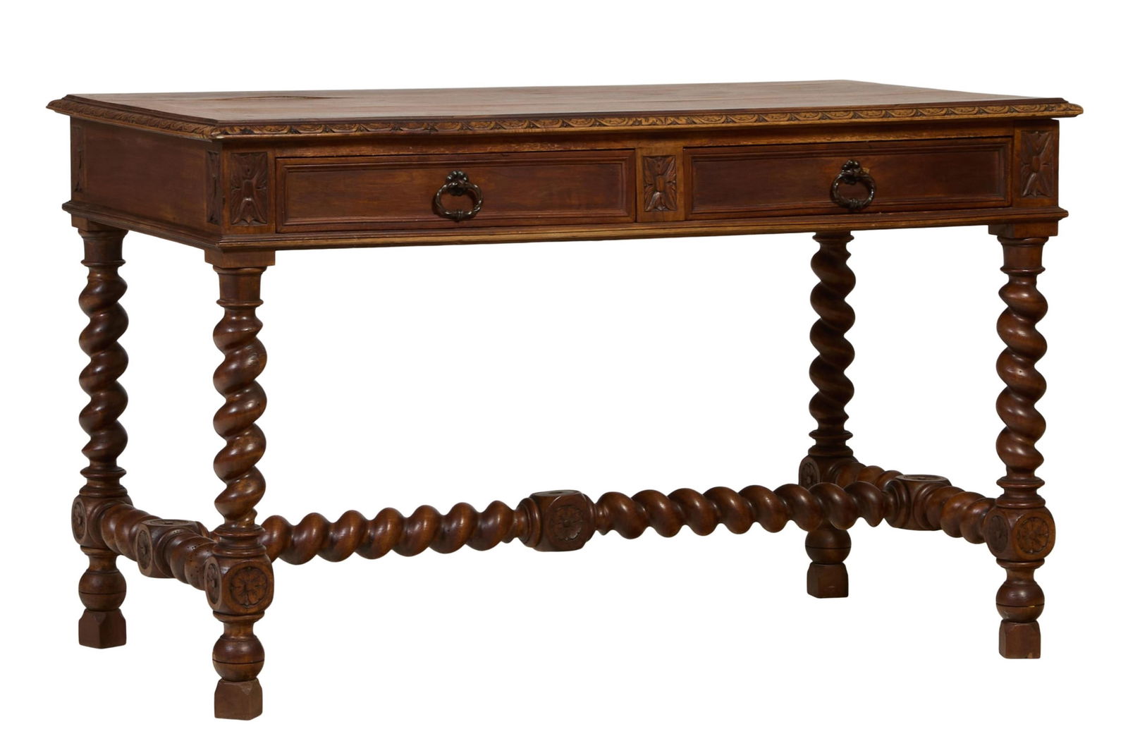 French Henri II Style Carved Walnut Writing Desk, 19th c., H.- 31 1/2 in., W.- 51 in., D.- 27 1/4 (1 of 1)