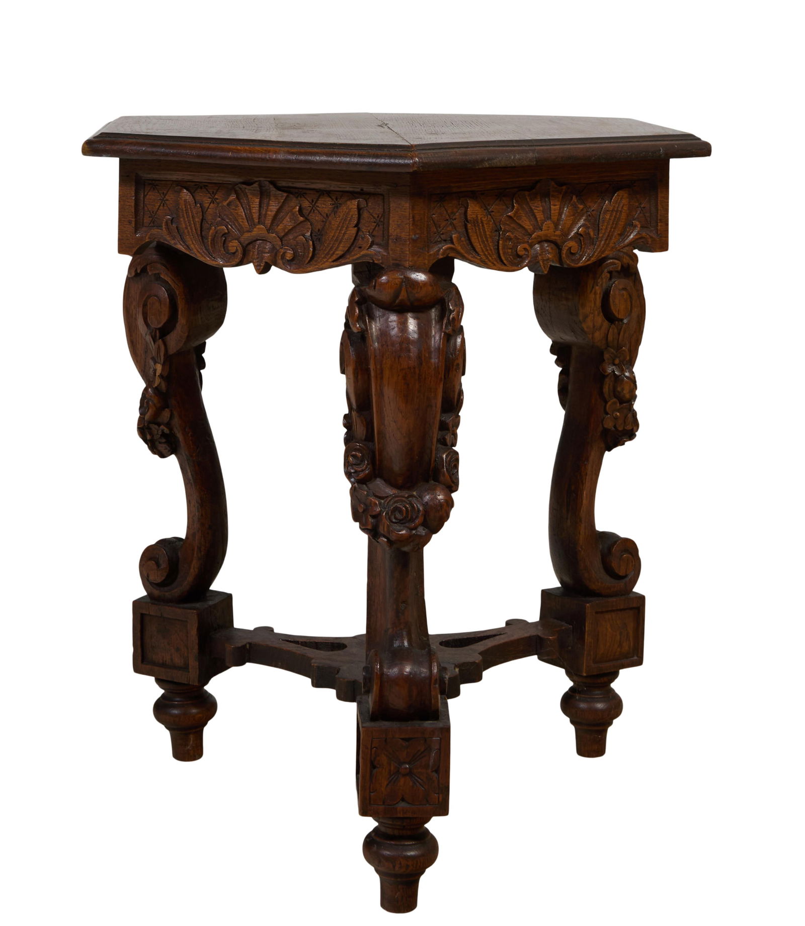 French Louis XVI Style Carved Oak Side Table, 20th c., H.- 24 1/2 in., W.- 24 1/2 in., D.- 21 in. (1 of 1)