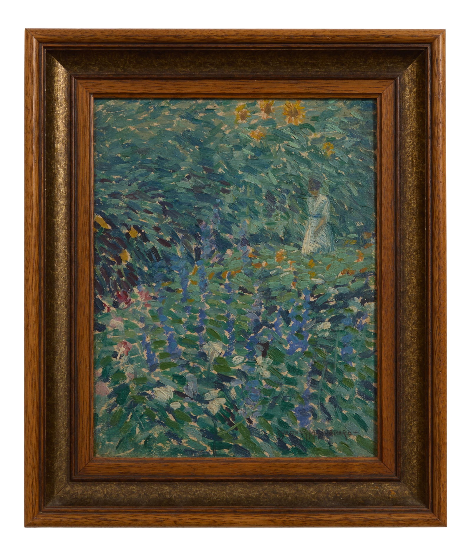 Whitney Myron Hubbard (American, 1875-1965), "Lady in Garden with Sunflowers," H.- 10 in., W.- 8 (1 of 4)